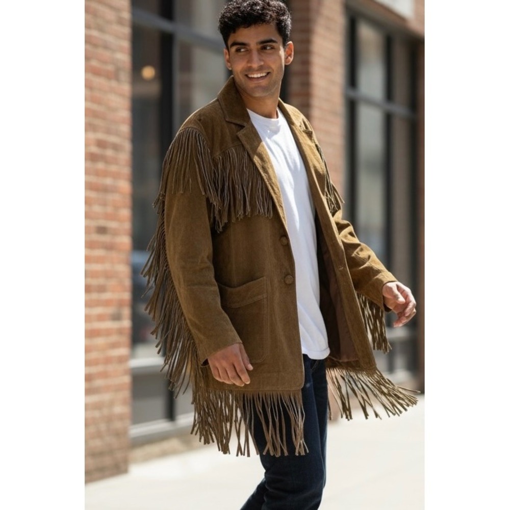 Vintage Suede Fringe Western Ranch Coat Deadstock Cowboy Jacket M